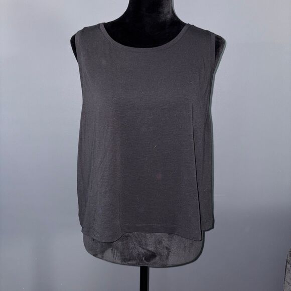 Nordstrom Zella Cropped Athletic Tank Top Womens Large Black - Picture 1 of 9